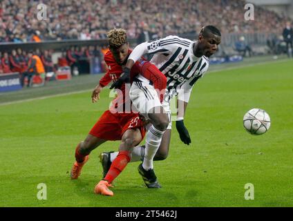 Kingsley COMAN (FC Bayern Muenchen) gegen Paul POGBA (Juventus Turin) FC Bayern Muenchen - Juventus Turin 4:2 N.V. UEFA Champions League in Muenchen, Deutschland Am 16.03.2016 Banque D'Images