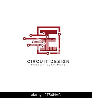 Logo de la lettre E, symbole de forme de circuit, technologie et connexion numérique abstraite de point. Alphabet E tech logotype, design, Internet, systèmes, IA Illustration de Vecteur