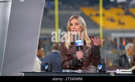 Pittsburgh, Pennsylvanie, États-Unis. 02 novembre 2023. Charissa Thompson lors du match Pittsburgh Steelers vs Tennessee Titans à Pittsburgh, PA. Jason Pohuski/CSM/Alamy Live News Banque D'Images