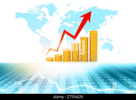 Contexte financier avec graphique de croissance abstrait. illustration 3d. Banque D'Images