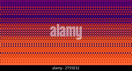 Ciel pixel de coucher de soleil simple avec un gradient lumineux. Fond abstrait orange, violet et bleu avec un motif de pixels carrés. Illustration vectorielle dans RE Illustration de Vecteur
