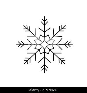 Flocon de neige Noël simple doodle linéaire dessin à la main illustration vectorielle, vacances d'hiver éléments du nouvel an pour les saisons cartes de voeux, invitations, b Illustration de Vecteur