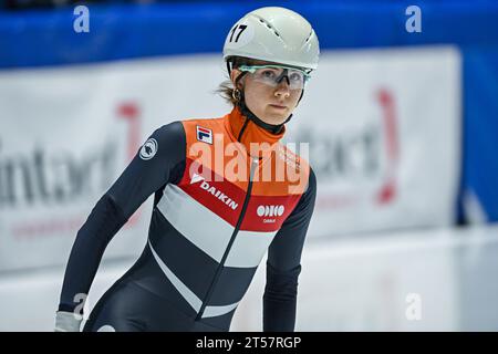 Montréal, Canada. 28 octobre 2023. MONTRÉAL, CANADA - 28 OCTOBRE : Selma POUTSMA lors de la 2e coupe du monde Short Track de l'ISU à l'aréna Maurice Richard le 28 octobre 2023 à Montréal, Canada (photo par /Orange Pictures) crédit : Orange pics BV/Alamy Live News Banque D'Images