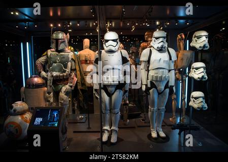 Costumes originaux de Boba Fett et Stormtrooper de Star Wars Banque D'Images