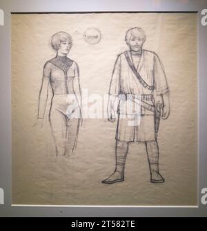 Premier concept art de Luke et Leia de Star Wars - A New Hope Banque D'Images