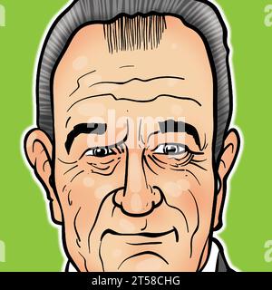 Art caricature de Lyndon Baines Johnson (LBJ) Président Lyndon B. Johnson qui a été le 36e président des États-Unis de 1963 à 1969. Banque D'Images