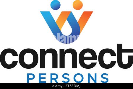 Design moderne coloré du logo Connect Persons People Illustration de Vecteur
