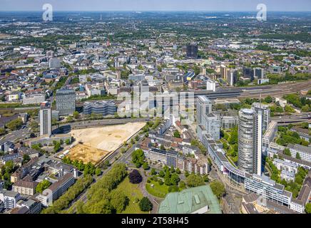 Vue aérienne, chantier Campus Essen, quartier des affaires de la gare centrale, Südviertel, Essen, région de la Ruhr, Rhénanie du Nord-Westphalie, germe Banque D'Images