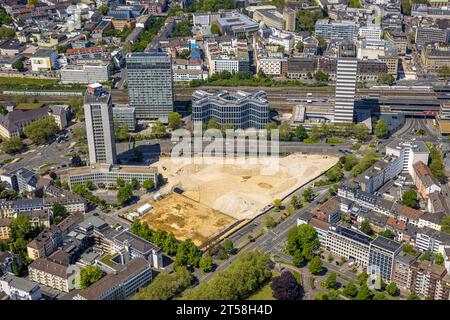 Vue aérienne, chantier Campus Essen, quartier des affaires de la gare centrale, Südviertel, Essen, région de la Ruhr, Rhénanie du Nord-Westphalie, germe Banque D'Images