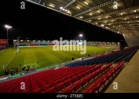 Eccles, Royaume-Uni. 03 novembre 2023. Vue générale du stade AJ Bell avant le Gallagher Premiership Match sale Sharks vs Gloucester Rugby au stade AJ Bell, Eccles, Royaume-Uni, le 3 novembre 2023 (photo Steve Flynn/News Images) à Eccles, Royaume-Uni le 11/3/2023. (Photo Steve Flynn/News Images/Sipa USA) crédit : SIPA USA/Alamy Live News Banque D'Images