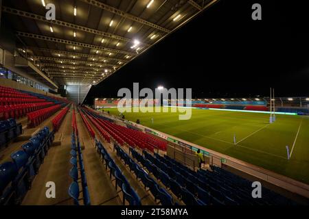 Eccles, Royaume-Uni. 03 novembre 2023. Vue générale du stade AJ Bell avant le Gallagher Premiership Match sale Sharks vs Gloucester Rugby au stade AJ Bell, Eccles, Royaume-Uni, le 3 novembre 2023 (photo Steve Flynn/News Images) à Eccles, Royaume-Uni le 11/3/2023. (Photo Steve Flynn/News Images/Sipa USA) crédit : SIPA USA/Alamy Live News Banque D'Images