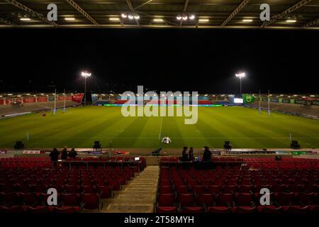 Eccles, Royaume-Uni. 03 novembre 2023. Vue générale du stade AJ Bell avant le Gallagher Premiership Match sale Sharks vs Gloucester Rugby au stade AJ Bell, Eccles, Royaume-Uni, le 3 novembre 2023 (photo Steve Flynn/News Images) à Eccles, Royaume-Uni le 11/3/2023. (Photo Steve Flynn/News Images/Sipa USA) crédit : SIPA USA/Alamy Live News Banque D'Images