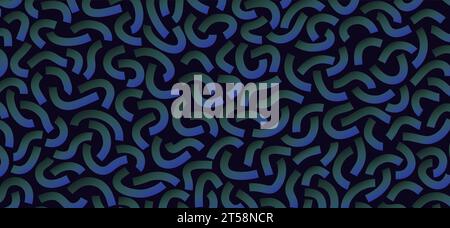 Motif de doodle dégradé. Motif drôle. Lignes courbes isolées sur fond sombre. Illustration de Vecteur