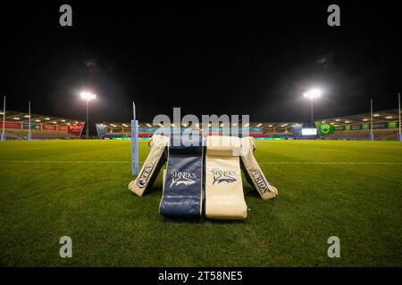 Eccles, Royaume-Uni. 03 novembre 2023. Vue générale du stade AJ Bell avant le Gallagher Premiership Match sale Sharks vs Gloucester Rugby au stade AJ Bell, Eccles, Royaume-Uni, le 3 novembre 2023 (photo Steve Flynn/News Images) à Eccles, Royaume-Uni le 11/3/2023. (Photo Steve Flynn/News Images/Sipa USA) crédit : SIPA USA/Alamy Live News Banque D'Images