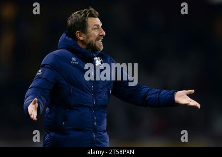 Eusebio Di Francesco, entraîneur-chef de Frosinone Calcio, réagit lors du match de football Coppa Italia entre le Torino FC et Frosinone Calcio. Banque D'Images