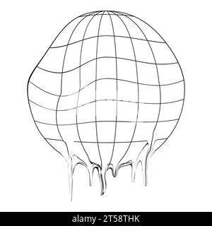 Icône de globe en fusion. Déformé planète Terre filaire isolé sur fond blanc. Concept de changement climatique. Idée de catastrophe écologique globale Illustration de Vecteur