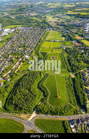 Vue aérienne, Lippepark Hamm, Schacht Franz tas de scories, Isenbecker Hof, entre Juffernbuschstraße et Albert-Funk-Straße, Herringen dist Banque D'Images