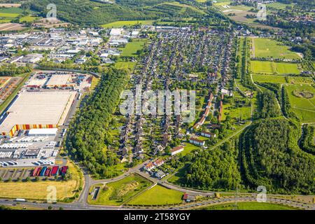 Vue aérienne, Lippepark Hamm, Schacht Franz tas de scories, Isenbecker Hof, entre Juffernbuschstraße et Albert-Funk-Straße, Herringen dist Banque D'Images