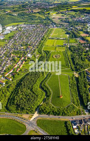 Vue aérienne, Lippepark Hamm, Schacht Franz tas de scories, Isenbecker Hof, entre Juffernbuschstraße et Albert-Funk-Straße, Herringen dist Banque D'Images