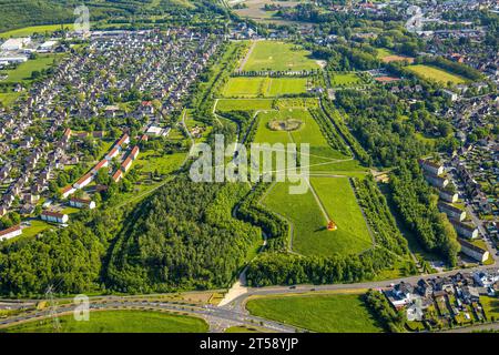 Vue aérienne, Lippepark Hamm, Schacht Franz tas de scories, Isenbecker Hof, entre Juffernbuschstraße et Albert-Funk-Straße, Herringen dist Banque D'Images