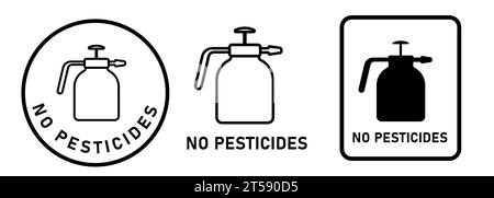 Aucun pesticide pulvérisation de produits chimiques nocifs pulvérisateur fongicide emblème herbicide autocollant noir blanc Illustration de Vecteur