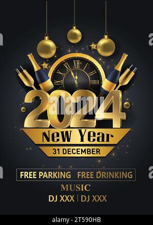 2024 bonne année fond pour vos Flyers et carte de voeux ou invitations de fête sur le thème du nouvel an Illustration de Vecteur