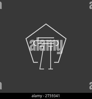 Monogramme initial ZI avec idées de conception de logo de pilier monoline Illustration de Vecteur