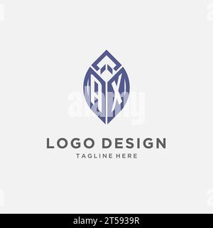 Logo AX avec forme de feuille, graphique vectoriel de conception initiale de logo monogramme propre et moderne Illustration de Vecteur