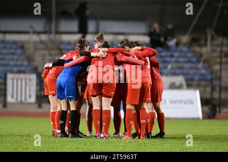 Sint Lambrechts Woluwe, Belgique. 03 novembre 2023. Femina White Star Woluwe lors d'un match de soccer féminin entre Femina White Star Woluwe et Club YLA lors des huit jours de la saison 2023 - 2024 de la Super League Belgian Lotto Womens, le vendredi 3 novembre 2023 à Sint-Lambrechts-Woluwe, Belgique . Crédit : Sportpix/Alamy Live News Banque D'Images