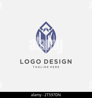Logo LK avec forme de feuille, graphique vectoriel de conception initiale de logo de monogramme propre et moderne Illustration de Vecteur