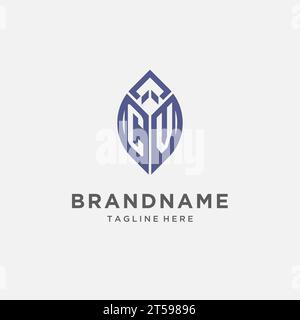 Logo CV avec forme de feuille, graphique vectoriel de conception initiale de logo de monogramme propre et moderne Illustration de Vecteur