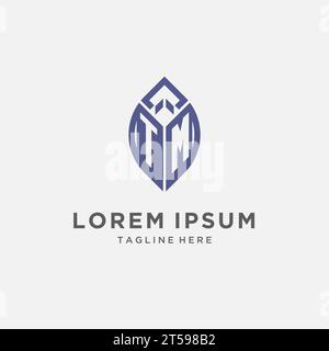 Logo TM avec forme de feuille, graphique vectoriel de conception initiale de logo monogramme propre et moderne Illustration de Vecteur