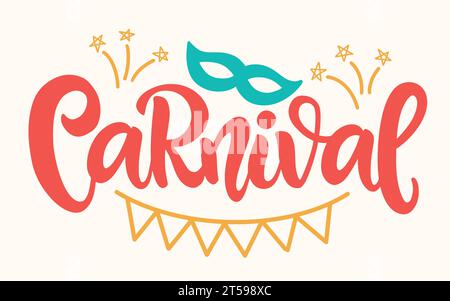 Bannière de lettrage à la main de carnaval. Typographie festive Illustration de Vecteur