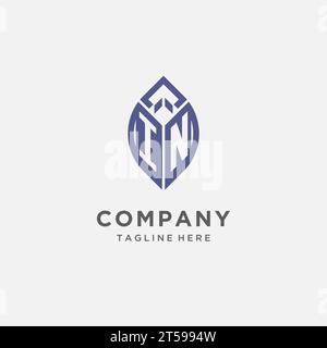 EN logo avec forme de feuille, graphique vectoriel de conception initiale de logo de monogramme propre et moderne Illustration de Vecteur