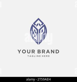 Logo SP avec forme de feuille, graphique vectoriel de conception initiale de logo de monogramme propre et moderne Illustration de Vecteur