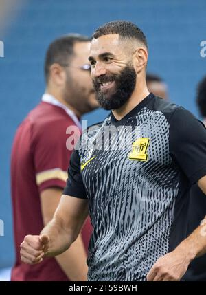 Karim Benzema d'Al Ittihad FC lors de leur match jour 12 de la SAFF Roshn Saudi Pro League 2023-24 entre Al Shabab FC et Al Ittihad FC au King Fahd International Stadium le 3 novembre 2023 à Riyad, Arabie Saoudite. Photo de Victor Fraile / Power Sport Images crédit : Power Sport Images Ltd/Alamy Live News Banque D'Images