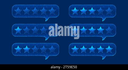 Ensemble abstrait de bulles de notation 5 étoiles. Concepts d'avis client Vector Illustration de Vecteur