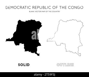 Carte du DR Congo. Carte vectorielle vierge du pays. Frontières de la RD Congo pour votre infographie. Illustration vectorielle. Illustration de Vecteur