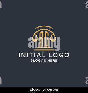 AG initial avec l'échelle du modèle de conception de logo de justice, le droit de luxe et les idées de conception de logo d'avocat, graphique vectoriel Illustration de Vecteur