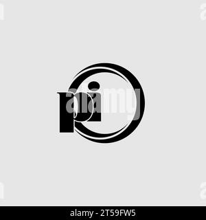 Lettres PI simple cercle lié à la ligne graphique vectorielle logo Illustration de Vecteur