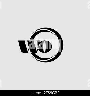 Lettres WO simple cercle lié à la ligne graphique vectorielle logo Illustration de Vecteur