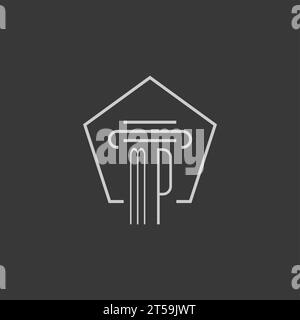 Monogramme MP initial avec idées de conception de logo de pilier monoline Illustration de Vecteur