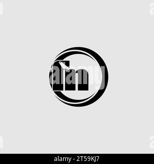 Lettres FN simple cercle lié à la ligne graphique vectorielle logo Illustration de Vecteur