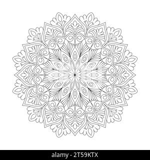 Page de livre de coloriage de mandala adulte Kaleidoscope cosmique pour l'intérieur du livre KDP. Pétales pacifiques, capacité de se détendre, expériences cérébrales, Haven harmonieux, Illustration de Vecteur