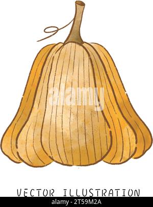 Fête de l'automne colorée : citrouille d'Halloween à l'aquarelle pour la veille de tous les reliques, capturant l'esprit ludique du tour ou du traitement Illustration de Vecteur