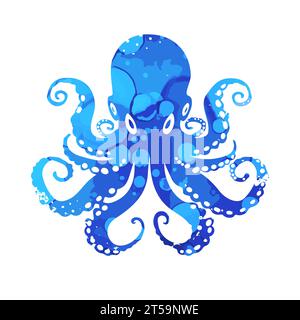 Objet de poulpe bleu. dessin à la main. Pas ai, illustration vectorielle Illustration de Vecteur