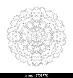 Page de livre de coloriage d'harmonie cosmique celtique mandala pour l'intérieur du livre KDP. Pétales pacifiques, capacité de se détendre, expériences cérébrales, Haven harmonieux, Illustration de Vecteur