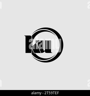 Lettres KU simple cercle lié ligne logo graphique vectoriel Illustration de Vecteur