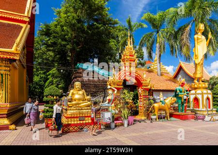 Wat si Muang (Wat Simuong), statues sacrées à coutière, salle principale, Vientiane, Laos, Asie du Sud-est, Asie Banque D'Images