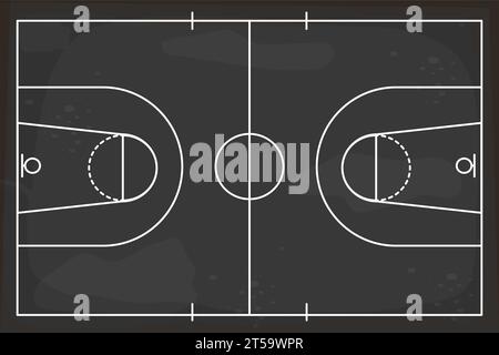 Tableau noir de basket-ball avec stratégie de jeu de craie, plan d'entraîneur. Lignes blanches à bord, formation, éducation. Illustration vectorielle Illustration de Vecteur